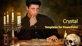  Presentation with tarot - Beautiful PPT layouts featuring fortune teller - halloween scene of a young backdrop and a wine colored foreground