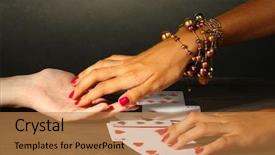 Presentation with fortune teller - Cool new slides with fortune teller - reading the lines hand backdrop and a coral colored foreground