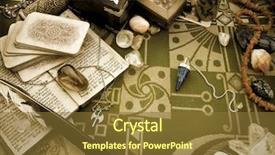  Presentation with esoteric - Beautiful theme featuring fortune teller - still life with esoteric objects backdrop and a tawny brown colored foreground