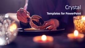  Presentation with fortune teller - Amazing slide deck having fortune-teller-divines-on-coffee backdrop and a navy blue colored foreground