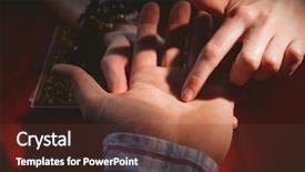  Presentation with palm - Audience pleasing slide set consisting of fortune teller reading mans palm backdrop and a tawny brown colored foreground