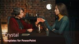  Presentation with fortune teller - Presentation theme featuring fortune-teller-woman-using-burning background and a wine colored foreground