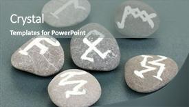  Presentation with stones - Amazing slide deck having hindu alphabets - fortune telling with symbols backdrop and a gray colored foreground