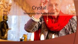  Presentation with future - Audience pleasing PPT layouts consisting of fortuneteller dowsing with pendulum looking backdrop and a coral colored foreground