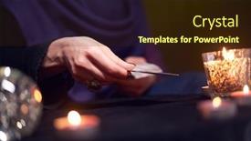  Presentation with female - Beautiful PPT theme featuring fortuneteller-female-divines-on-cards backdrop and a wine colored foreground