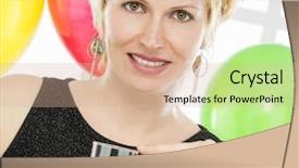  Presentation with anniversary - Slide deck consisting of forty years lady and celebration background and a  colored foreground