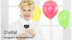  Presentation with 21 years in days - PPT layouts consisting of forty years lady and celebration background and a  colored foreground