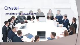  Presentation with conference - Cool new theme with forum group discussion - meeting business partners backdrop and a sky blue colored foreground