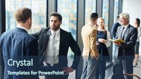  Presentation with modern elegant - Amazing slide set having forum group discussion - two young elegant men backdrop and a ocean colored foreground