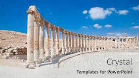  Presentation with forum - Presentation design enhanced with forum-oval-plaza-and-colonnade background and a light gray colored foreground