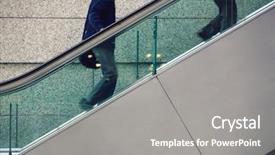  Presentation with forum - Beautiful slides featuring forum two men ascending escalator backdrop and a gray colored foreground