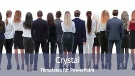  Presentation with people - Audience pleasing slide set consisting of forward - back view group of business backdrop and a ocean colored foreground