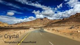  Presentation with kashmir - Colorful presentation theme enhanced with forward journey concept background - road backdrop and a coral colored foreground