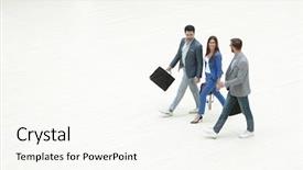  Presentation with walking together - Slide set consisting of corporate relations - business people walking together background and a cream colored foreground