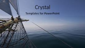  Presentation with sailing - Cool new PPT theme with huge sailing boat at sea backdrop and a teal colored foreground