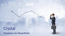  Presentation with reflection looking back to go forward - Presentation theme with forward through binoculars with increase background and a sky blue colored foreground