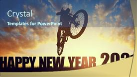  Presentation with new year - Slide set consisting of forward-to-the-new-year background and a ocean colored foreground