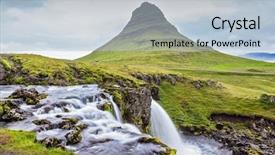  Presentation with cascade mountains - Presentation having fosseis - iceland - the country background and a  colored foreground