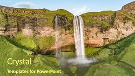 Presentation with holiday destination - Beautiful PPT theme featuring fosseis - iceland waterfall nature travel landscape backdrop and a tawny brown colored foreground