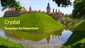  Presentation with medieval - Colorful PPT theme enhanced with fosseis - medieval castle and moat backdrop and a  colored foreground