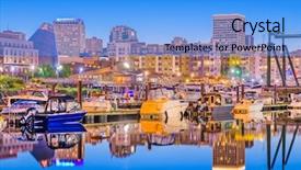  Presentation with skyline - Beautiful PPT theme featuring fosseis - tacoma washington usa downtown skyline backdrop and a light blue colored foreground