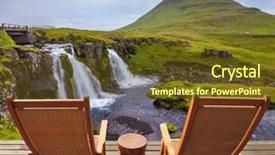  Presentation with waterfall - Presentation design consisting of fosseis - threaded full-flowing waterfall kirkyufell foss background and a  colored foreground