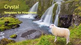  Presentation with grass waterfall - Presentation theme having fosseis - threaded full-flowing waterfall kirkyufell foss background and a  colored foreground