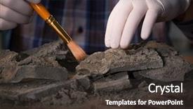  Presentation with fossil - Audience pleasing presentation theme consisting of fossil - archeologist working late night backdrop and a dark gray colored foreground