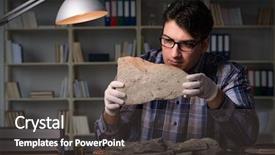  Presentation with late - Slide deck featuring fossil - archeologist working late night background and a dark gray colored foreground