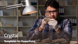  Presentation with fossil - PPT theme featuring fossil - archeologist working late night background and a tawny brown colored foreground