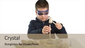  Presentation with archeology - Amazing PPT layouts having fossil - child using tools backdrop and a coral colored foreground
