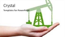  Presentation with fossil fuel - Presentation enhanced with fossil fuel - green oil pump in hand background and a white colored foreground