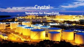  Presentation with fossil fuel - Presentation featuring fossil fuel - oil tank in power station background and a cobalt blue colored foreground