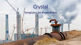  Presentation with power plant - Presentation theme enhanced with fossil fuel - old oil pipe with valve background and a lemonade colored foreground