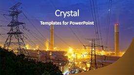  Presentation with power plant industrial - Amazing slide deck having fossil fuel - petrochemical industrial power plant factory backdrop and a ocean colored foreground