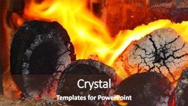  Presentation with burning coal - Amazing presentation theme having fossil fuel - picture of a fire burning backdrop and a tawny brown colored foreground
