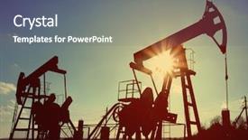  Presentation with fossil fuel - Slide set with fossil fuel - two working oil pumps silhouette background and a gray colored foreground