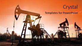  Presentation with fossil fuel - Presentation theme with fossil fuel - working oil pumps silhouette background and a red colored foreground