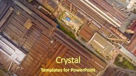  Presentation with heavy industry - PPT layouts featuring fossil fuel electric power plant - aerial view of steelworks background and a tawny brown colored foreground