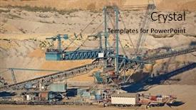  Presentation with machines - PPT layouts consisting of fossil layer - coal mining machines open pit background and a coral colored foreground