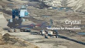  Presentation with coal mining - PPT theme featuring fossil layer - open pit mining of coal background and a  colored foreground