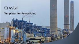  Presentation with power industry - Slide deck consisting of fossilfuel - power station industry building petrochemical background and a light blue colored foreground