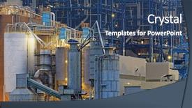  Presentation with power industry - Beautiful theme featuring fossilfuel - power station industry building petrochemical backdrop and a ocean colored foreground