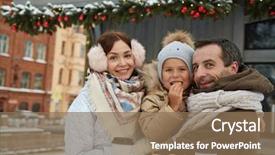  Presentation with family healthy eating - PPT theme having foster - hungry family eating french fries background and a  colored foreground