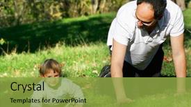  Presentation with father - Slides enhanced with foster child - father and son outdoor portrait background and a  colored foreground