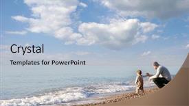  Presentation with father - PPT layouts consisting of foster parents - father and son on pebble background and a light blue colored foreground