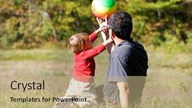  Presentation with outdoors - Audience pleasing PPT layouts consisting of foster parents - father and son playing outdoors backdrop and a  colored foreground