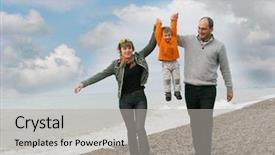  Presentation with foster family - Audience pleasing presentation consisting of foster parents - happy family on beach backdrop and a light gray colored foreground