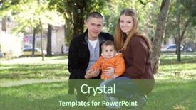  Presentation with family - Audience pleasing PPT theme consisting of foster parents - young happy family with child backdrop and a  colored foreground