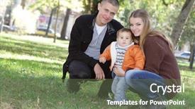  Presentation with family - Audience pleasing presentation consisting of foster parents - young happy family with child backdrop and a tawny brown colored foreground
